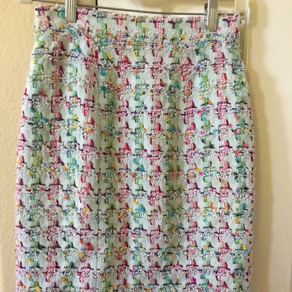 Vintage CC CHANEL tweed fantasy skirt suit in candy colors runway iconic Barbie